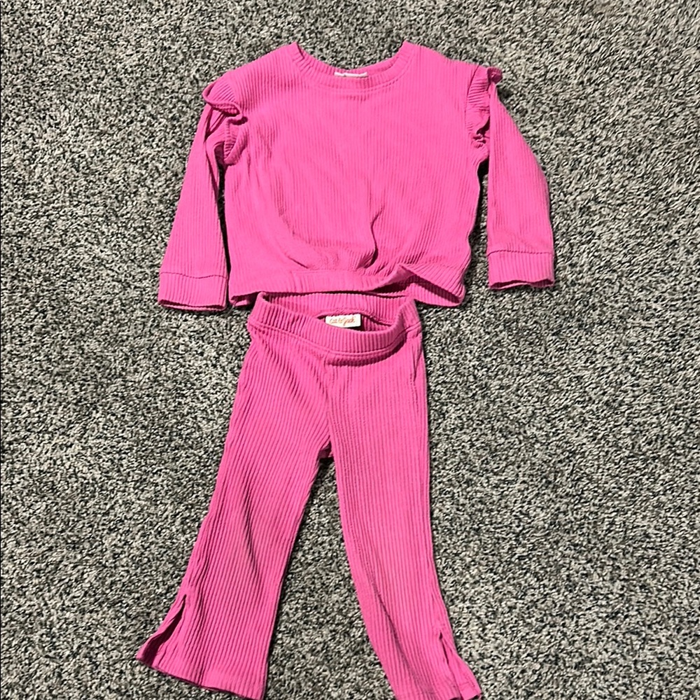 Cat & Jack Vibrant Pink Ribbed Toddler Set